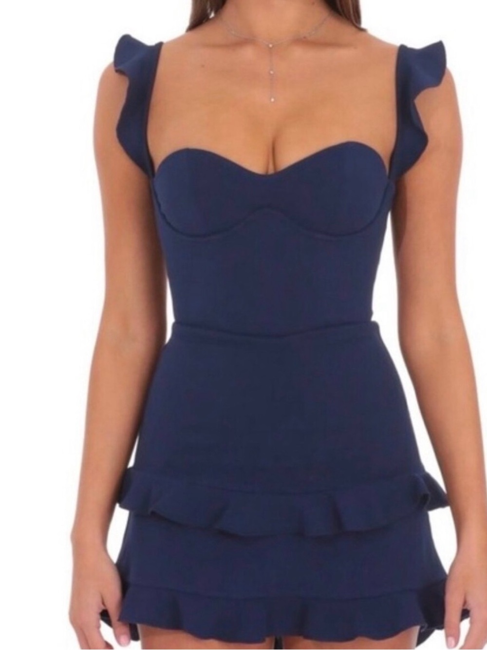 Lucy in the Sky Navy and White Dress with Branded Strap size XS